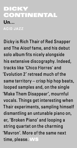 Magazine clipping: a review of the Dicky Continental album ‘UN’ on Acid Jazz.